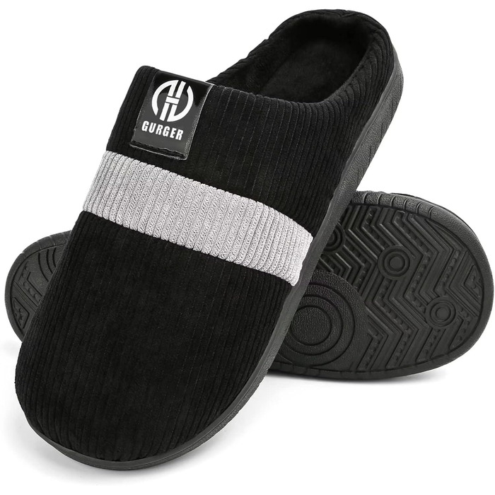 Тапочки зимові плюшеві для дому, чорні, розмір 36-51 (EU 44/45)