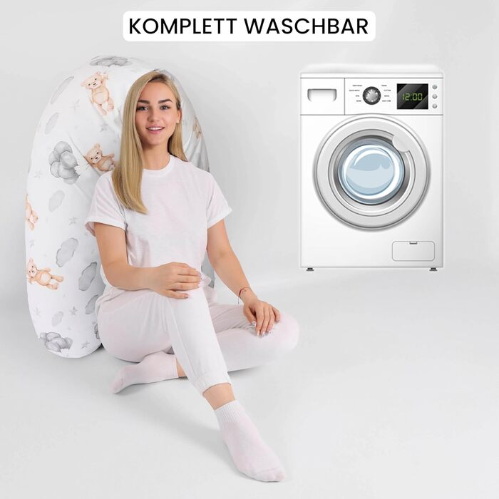 Подушка для вагітних Amilian 170 см XXL – подушка для сну на боці – подушка для годування – Body Pillow (балон)