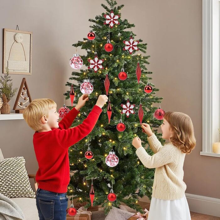 40 шт. прикрас на ялинку, міцні кулі, декор для ялинки, орнаменти (червоні)