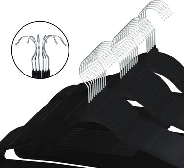 Набір вішалок для одягу SVITA (25 шт.) - вішалки для костюмів, чорні, з оксамитовим покриттям, економія місця