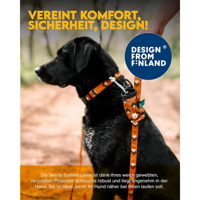 Вольф Sea to Summit Leine 1,5 м - міцна нашийова стрічка для собак з переробленого поліестеру та нержавіючої сталі, навчальна повід для прогулянок та дресирування