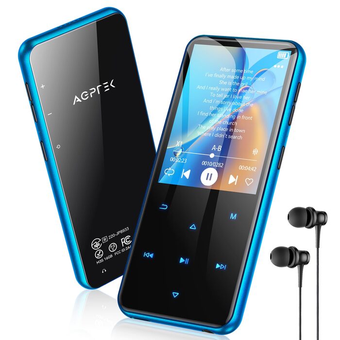 MP3 плеєр AGPTEK 16GB з Bluetooth 5.3, 2.4