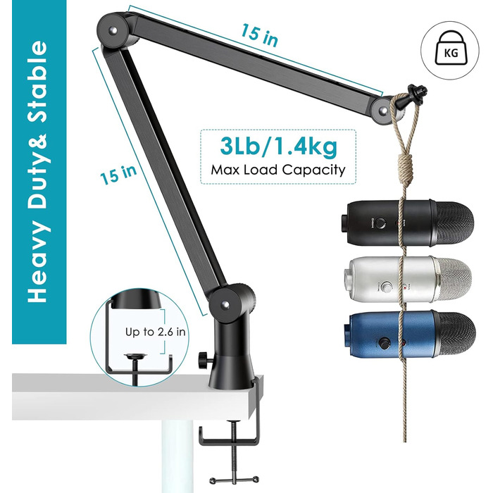 Кріплення для мікрофона Blue Yeti з поп-фільтром - кріплення Blue Yeti X, приховане кабельне підключення, стійка-кріплення Blue Yeti, поп-фільтр для ASMR, студії, подкастів, стрімінгу - YOUSHARES, преміум-версія