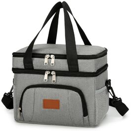 Термосумка JANSBEN для 12 банок: компактна, ізольована, з 6 відділеннями для пікніка, роботи та авто (сіра)