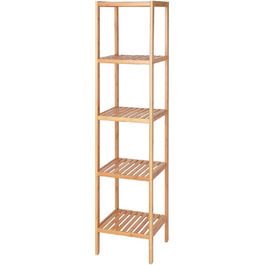 Dibea Bathroom Shelf with 5 Shelves, Living Room Shelf, Standing Shelf, Bamboo Shelf, Bathroom Shelf, Book Shelf, Corner Shelf, Kitchen Shelf, 33x33x146 cm, natural color, Natural