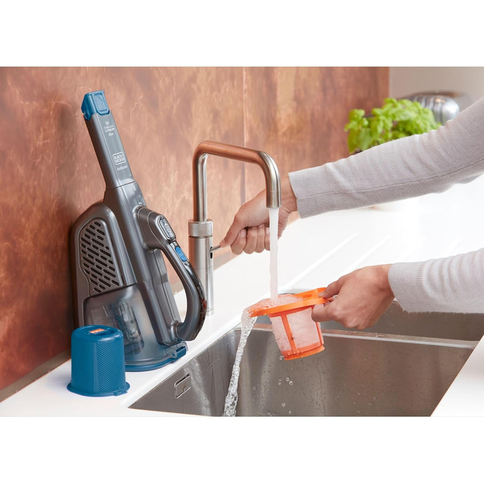 Акумуляторний пилосос ручний BLACK+DECKER BHHV315J Lithium Dustbuster 12V, 20AW, циклонна система, безмішковий, титаново-синій