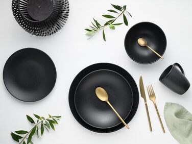 CreaTable Серія SOFT TOUCH BLACK: 20-Piece Geschirrset з порцеляни, для посудомийної машини та мікрохвильової печі, виготовлено в Португалії
