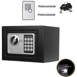 Сейф для ключів Tresor з ключовим та кодовим замком - 31 x 20 x 20 см, вологостійкий меблевий сейф для дому, офісу, готелю - чорний