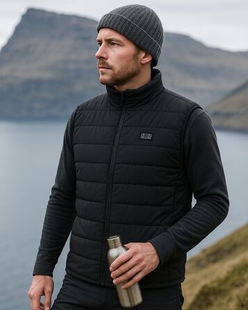 LABCOOL Тепла жилетка з підігрівом - чоловіча та жіноча жилетка з USB-підігрівом та акумулятором 10000mAh - 6-зонний підігрів з 3 рівнями температури - можна прати в пральній машині, чорний L