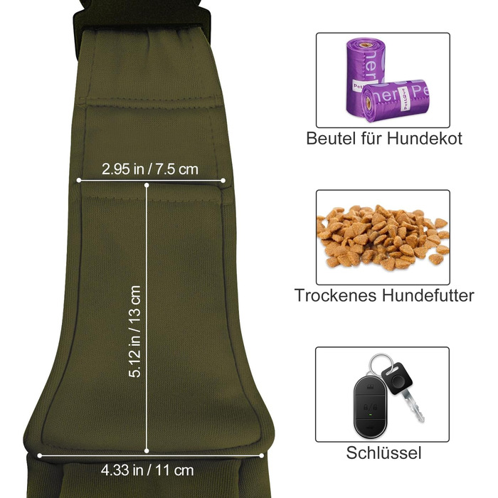 Сумка-переноска для собак PetLoft Tragetuch, реверсивна, для маленьких собак, регульована, з отвором для кріплення нашийника, для собак/кішок/кроликів (Хакі)