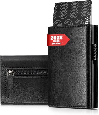 Чохол для паспорта IceReco з натуральної шкіри: гаманець-картхолдер для чоловіків з RFID захистом (чорний)