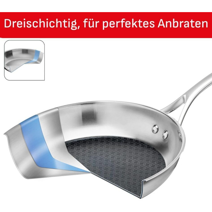 Сковорода Tefal Eternal Mesh 28 см з антипригарним покриттям Mesh, для всіх типів плит, індукційна, 3-шарова