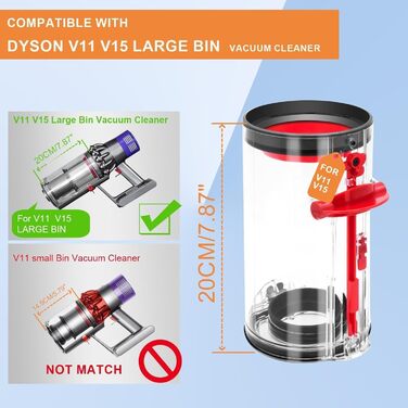 Dyson V11 V15 Filter Bin Assembly - Dust Container Replacement for SV14 SV17 SV15 SV22 SV28 - 970050-01 & 965443-01
