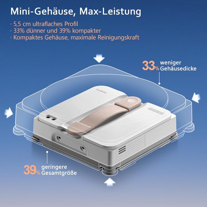 Робот для миття вікон Lydsto WL07Max з розпилювачем, 8000Pa, 4 режими, 110 мл, для кутів, білий