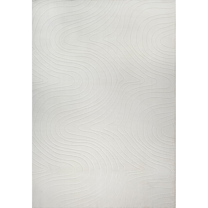 Килим Rio - сучасний та м'який килим для вітальні та спальні з антиковзним покриттям та 3D-ефектом, пухнаста поверхня, легкий у догляді та міцний, білий, білий-1 (80 x 150 см, кремовий-5)