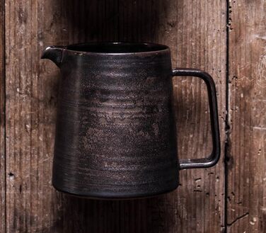 Versatile ceramic pitcher with cream-colored stoneware, ceramic coffee-tea decanter and coffee pot, retro metallic glaze, 460ml