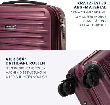 WITTCHEN Skyspeed Line - Великий валіза на колесах, жорсткий корпус ABS, телескопічна ручка, комбінаційний замок, 4 колеса, каштанового кольору. Підходить для авіакомпаній Lufthansa, Eurowings, Ryanair, Condor.
