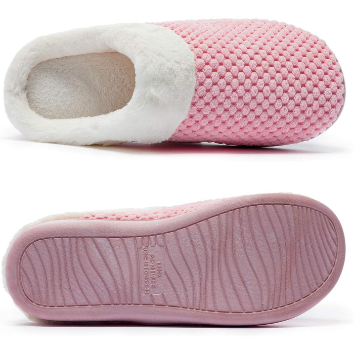 Тапочки жіночі зимові теплі з меморі-піною Hausschuhe, зручні, пухнасті, з антиковзким покриттям, легкі, для дому (42/43 EU, Рожеві)