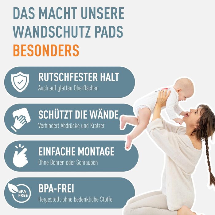 Захист для сходів IB STYLE для дітей - сітка для сходів, бар'єр для тварин, без свердління, білий, 67-75 см (4 накладки для стін)