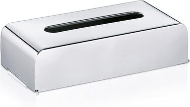 Kela 22860 Cosmetic Tissue Box with Wall Mount, 27x 12.5x 7cm, 18/10 Stainless Steel, Faber, Silver Glossy