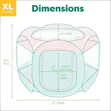 Furhaven Будинок для собак та котів – портативне огорожа, намет, ігровий майданчик для цуценят, великий (Зелений/Рожевий, Extra Large)