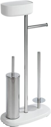 Набір для туалету WENKO Rivazza: тримач туалетного паперу з полицею, тримач для щітки, утримувач для запасних рулонів, нержавіюча сталь, білий