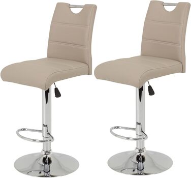 Hela Bar Stools - Miranda Bistro Stools, Faux Leather with Trumpet Base, Adjustable Height, 360° Swivel, 60-82cm (Cappuccino, 2-Pack)