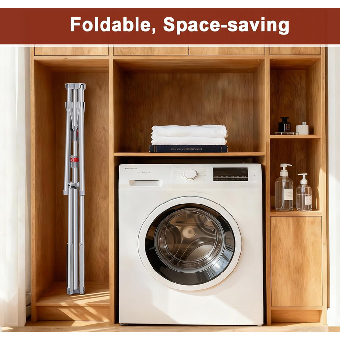 Розкладна сушилка для білизни Standtrockner з 4 крилами, 10 гачків та кліпсою для шкарпеток. Регульована висота, для дому, балкону, кемпінгу (сірий)