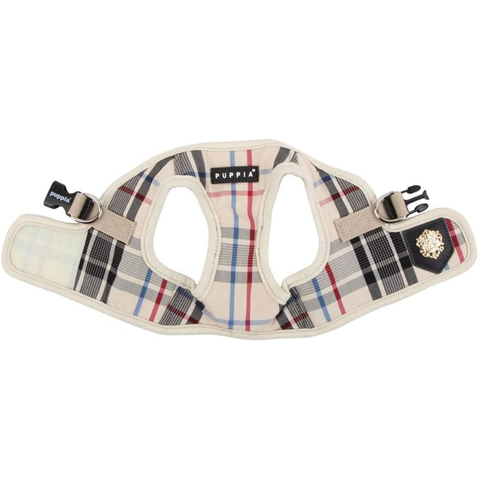 Puppia Junior - Plaid Dog Harness for Small Dogs - Soft Vest - Also Usable as a Puppy Harness - Anti-Pull Harness for Dogs, Beige, XS, PAMA-AH978 beige XS