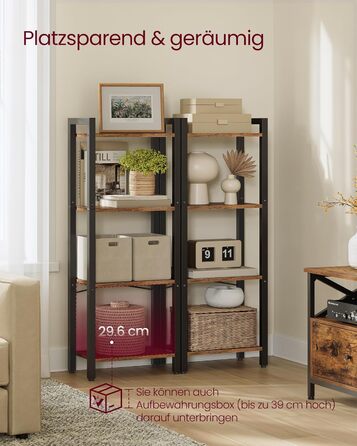 VASAGLE 4-Tier Regal - Vintagebraun & Tintenschwarz
