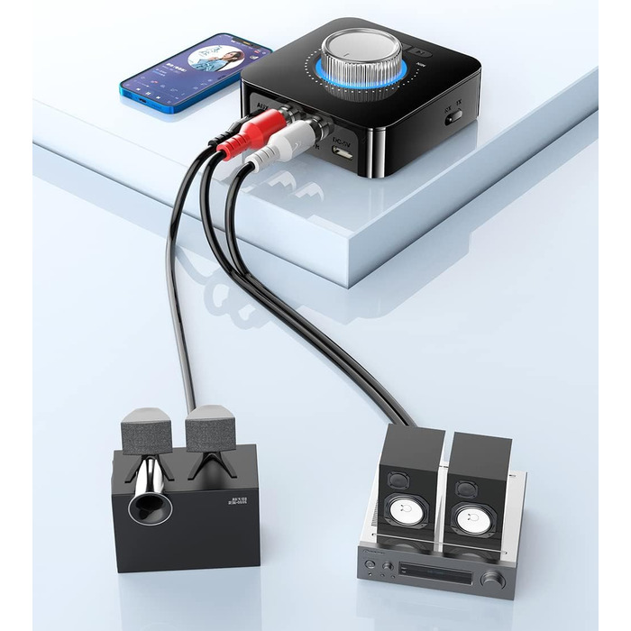 Bluetooth 5.0 Аудіоприймач: Stereo Receiver з LED дисплеєм, Aux/RCA виходи для TV, колонки, комп'ютер