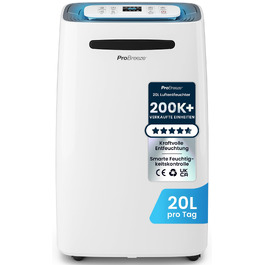 Осушувач повітря Pro Breeze 20л/24год для приміщень до 30 м², 4 режими роботи, цифровий дисплей, функція сушіння білизни та таймер, захист від вологості та плісняви