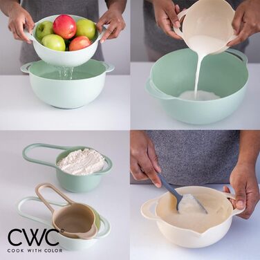 Набір посуду Cook With Color Nistschalen: 8 штук, зелений м'ятний, з мірними чашами, ситами та мисками для змішування