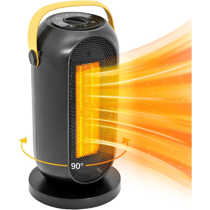 Електричний обігрівач: енергоефективний керамічний обігрівач 1200W з захистом від перегріву та перекидання, 6 режимів, термостат, для дому та офісу
