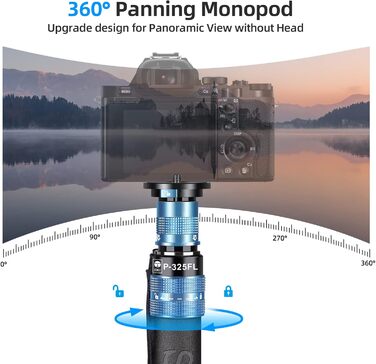 Штатив-монопод SIRUI P-325FL з вуглецевого волокна: легкий, з 5 секціями, навантаження до 10 кг