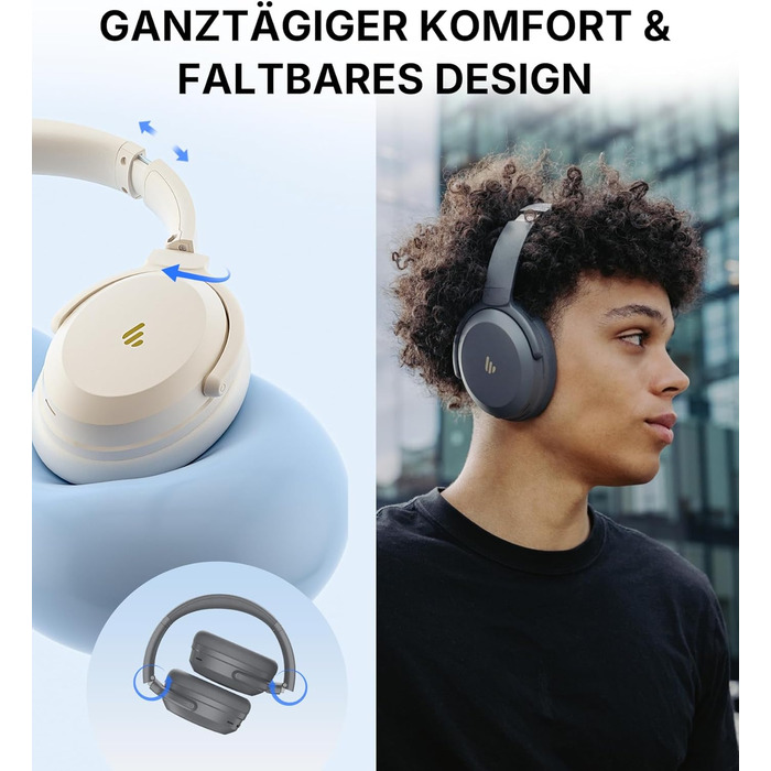 Edifier WH700NB Pro: Бездротові навушники з активним шумозаглушенням -43dB, Hi-Res Audio, Bluetooth V5.4, мульти-поінт, AI-дзвінки, швидка зарядка, сірий колір