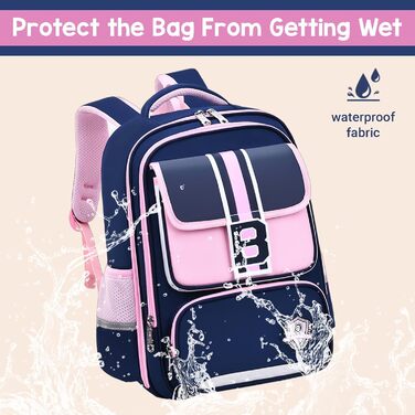 Шкільний рюкзак для хлопчика IvyH, 2-5 клас, 20 літрів. Ергономічний дитячий рюкзак для початкової школи, водонепроникний. Підходить для хлопчиків 8-12 років (темно-синій, рожевий)