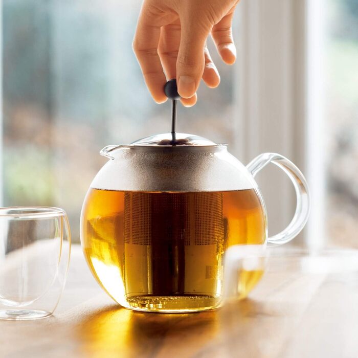 Заварник для чаю Bodum Assam 1 л, скляний, з нержавіючим фільтром, French Press