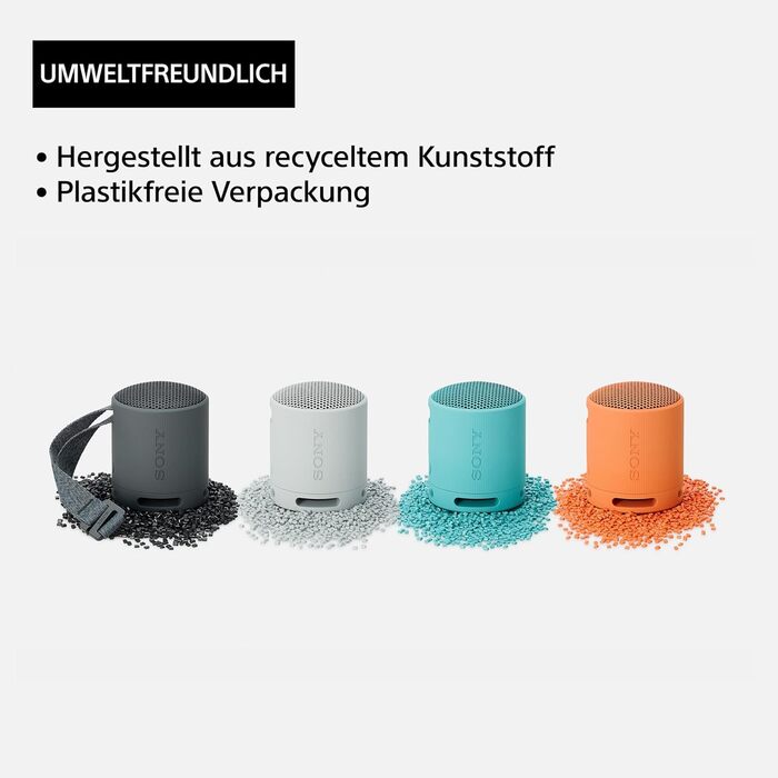 Портативна Bluetooth колонка Sony SRS-XB100 чорного кольору: волого- та пилозахист IP67, до 16 год роботи, ремінець для перенесення