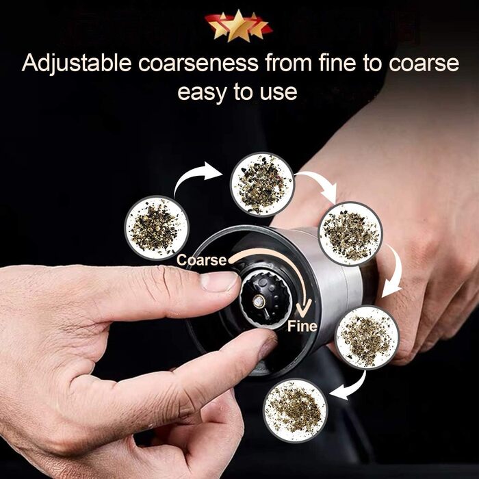 Набір з 2 шт. мельниць для солі та перцю LessMo з підставкою, регульована ступінь помелу, з високоякісної нержавіючої сталі, для різних спецій