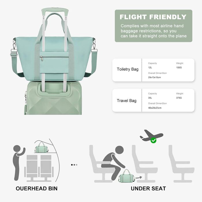 Набір валіз Sea Choice з жорстким корпусом (55/65/76 см) з TSA замком та 4 колесами. Включає: валізу, сумку для подорожей та кулькову сумку. Колір: м'ятно-зелений