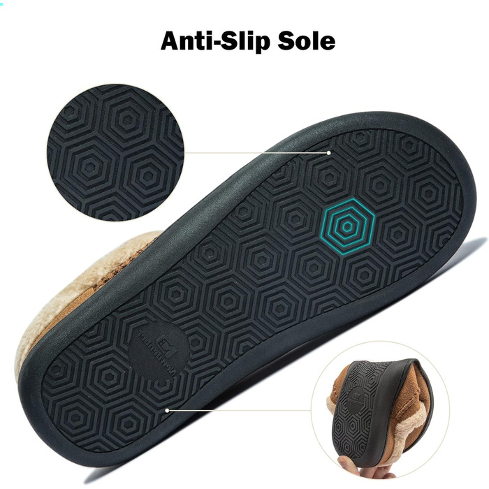 Чоловічі халапи Miqieer з піною Memory Foam, теплі зимові плюшеві халапи (43/44 EU, 570 Коричневий)