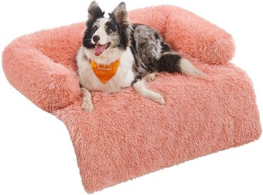 Feandrea FluffyHug Dog Bed, Plush, Dog Blanket Sofa, Sofa Protector Dog, Dog Cushion, Size M, for small and medium-sized dogs, 80 x 75 x 16 cm, PGW221G02 (L 110 x W 95 x H 18 cm, Pink)