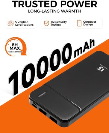 Електрична гріюча жилетка з флісу для чоловіків та жінок, 13 зон обігріву, 3 режими температури, Powerbank 10000mAh, Ritter, чорна