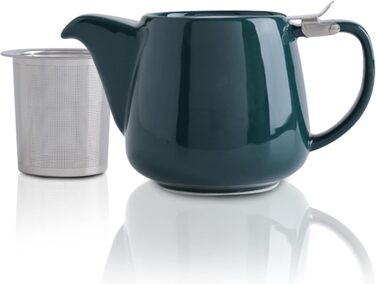 VIVILINEN Porcelain Teapot Ceramic Handmade 18/8 Stainless Steel Infuser Stainless Steel Fine Mesh Infuser with Filter (Green)