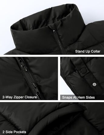 Легка степкова жилетка Fengbay з пухом та стоячим коміром для осені та зими (Чорний, M)