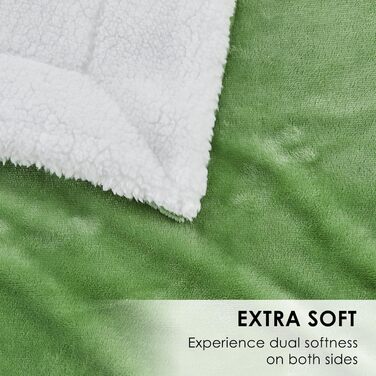 Плед Sherpa з двостороннього флісу, теплий плед для дому, дивана/крісла, 150 x 200 см, колір салатовий