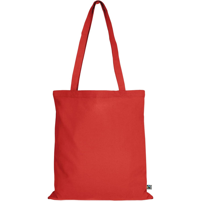 TEXXILLA 10-pack | 100-pack | 250-pack Fair Trade Cotton Bag - 14 Colors | with Two Long Handles | 38x42cm | Jute Bag | Shopping Bag | Unprinted, Color: red, Quantity: 10
