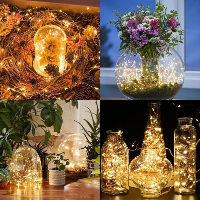 Гірлянда світлодіодна Gresonic 200/300 LED, мікро-сріблястий дріт, для декору інтер'єру та екстер'єру, тепле біле світло, 8 режимів