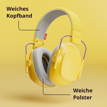 Дитячі навушники шумозахисні Alpine Muffy – комфортний захист вух для дітей до 16 років, жовті